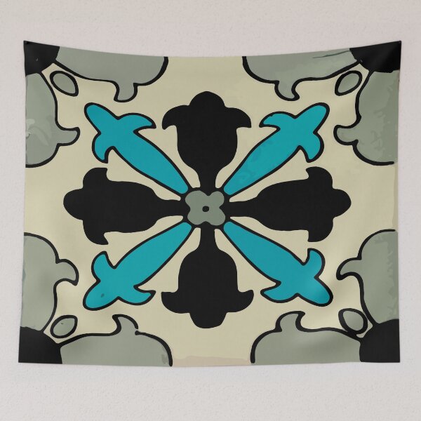 Item preview, Neo mexican celest geometric cross talavera tile designed and sold by T-Mex.