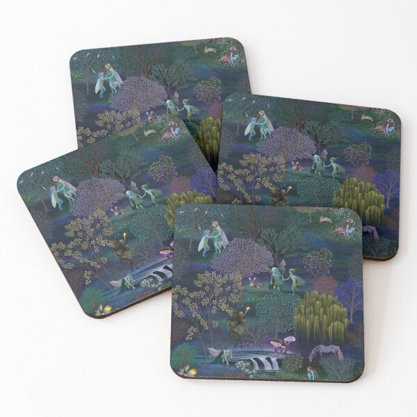 Item preview, Fairy woods - the place I carry in my heart ... Fairies, unicorn, Jackalopes living in a magical forest.   designed and sold by Rebecca Reck Art.