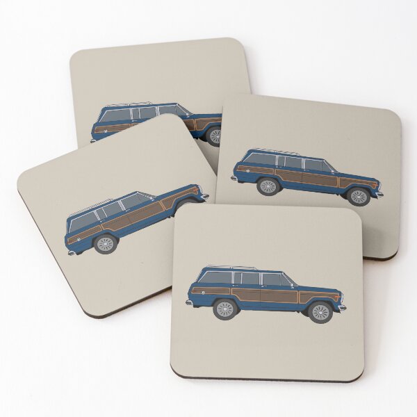 Aperçu de l'œuvre SUV américain classique - Bleu avec côtés en bois. créée et vendue par littleparis.