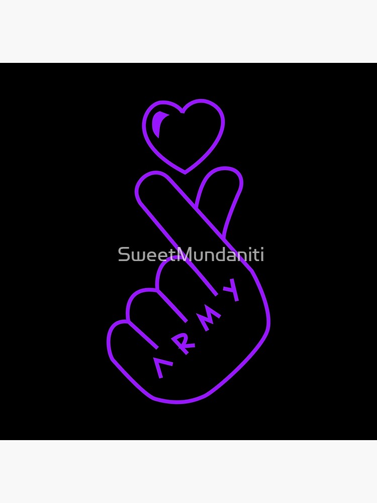 Purple Finger Heart Cute Korean Army Knuckles Bts Line Art Poster