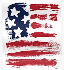 Abstract Stars Stripes Patriotic American Flag Poster