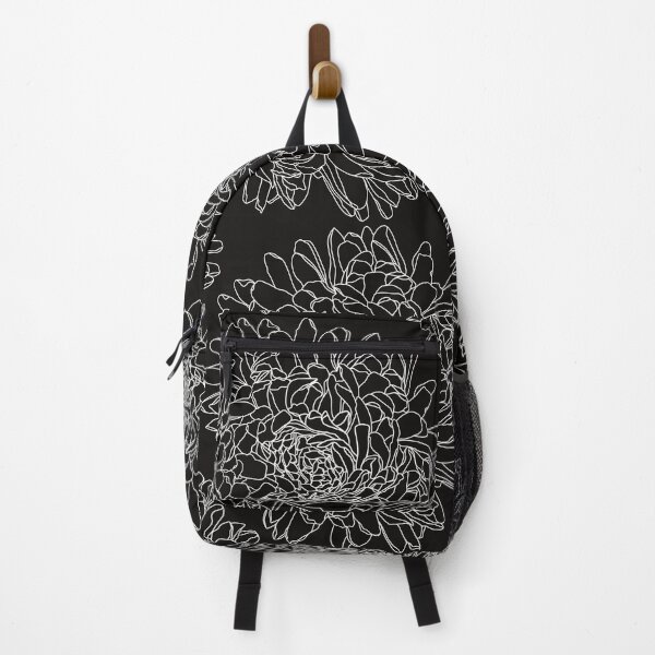 Item preview, Pattern with lovely white line dahlias on black ground designed and sold by marina63.