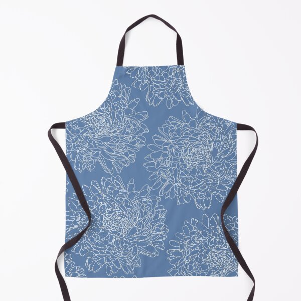 Item preview, Pattern with lovely white line dahlias on blue ground designed and sold by marina63.