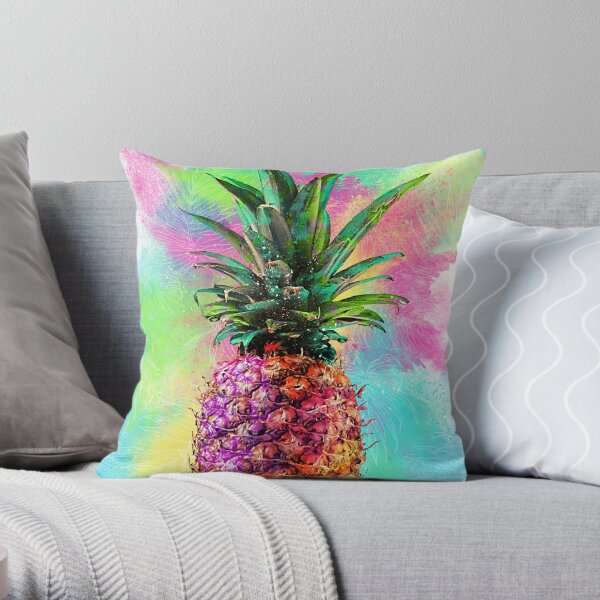 Electric Pineapple Throw Pillow