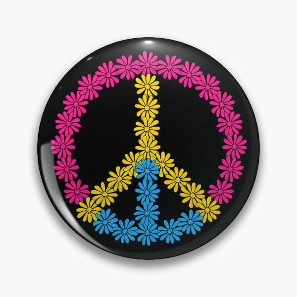 Item preview, Flowery Pansexual Peace Symbol designed and sold by Pridish.