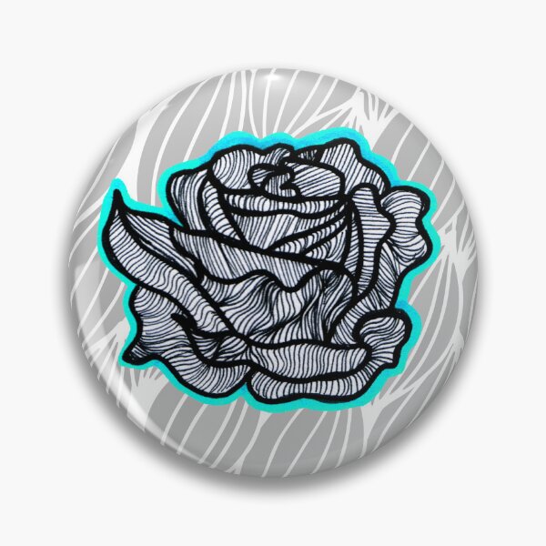 Item preview, Hand Drawn Cyan Roses on Grey Geometric pattern designed and sold by Harriet Linton.