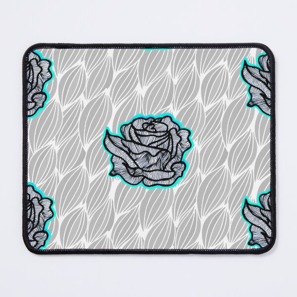 Item preview, Hand Drawn Cyan Roses on Grey Geometric pattern designed and sold by Harriet Linton.