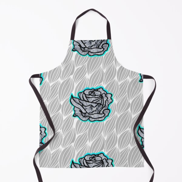 Item preview, Hand Drawn Cyan Roses on Grey Geometric pattern designed and sold by Harriet Linton.