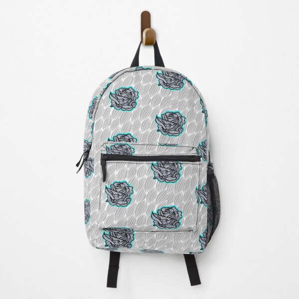 Item preview, Hand Drawn Cyan Roses on Grey Geometric pattern designed and sold by Harriet Linton.
