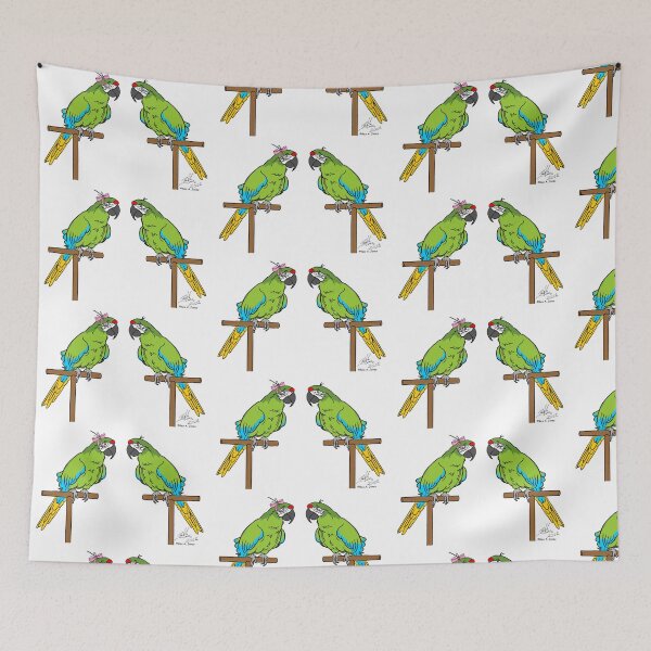 Item preview, Crazy Bird Lady with Military Macaws designed and sold by Laughing Parrot Studio.