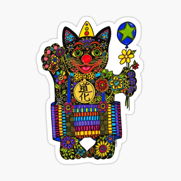 CLOWN LUCKY BLACK CAT Sticker