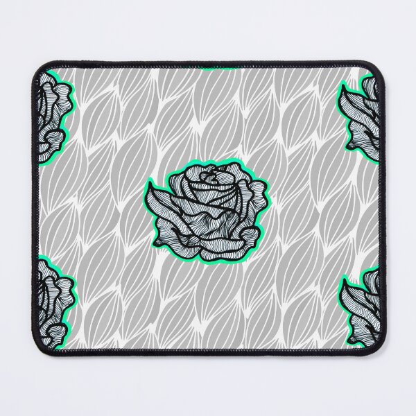 Item preview, Hand Drawn Mint Green Roses on Grey Geometric pattern designed and sold by Harriet Linton.