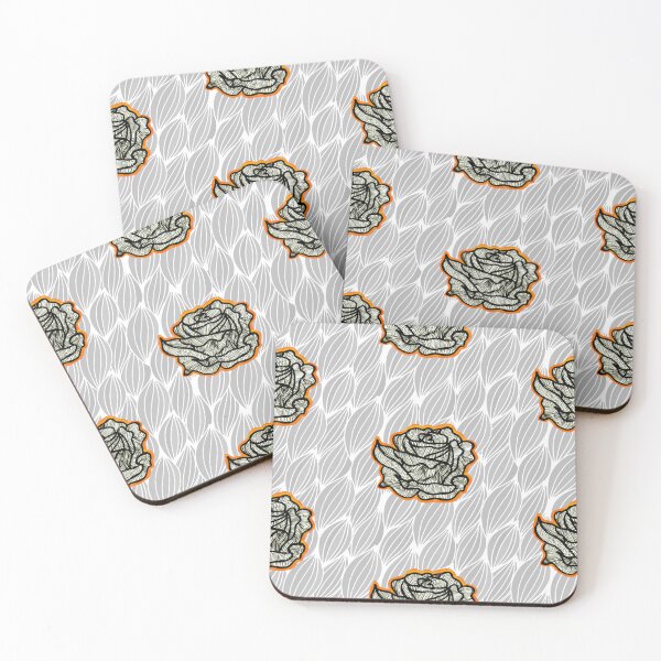 Item preview, Hand Drawn Orange Roses on Grey Geometric pattern designed and sold by Harriet Linton.