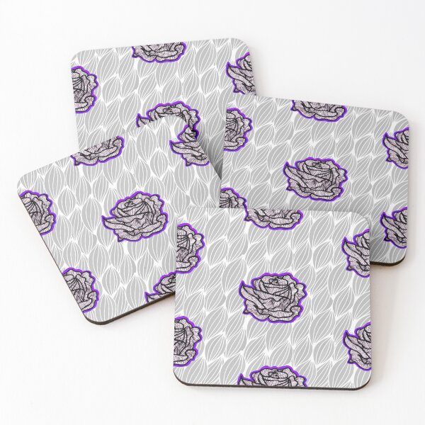 Item preview, Hand Drawn Purple Roses on Grey Geometric pattern designed and sold by Harriet Linton.