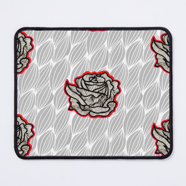 Item preview, Hand Drawn Red Roses on Grey Geometric pattern designed and sold by Harriet Linton.