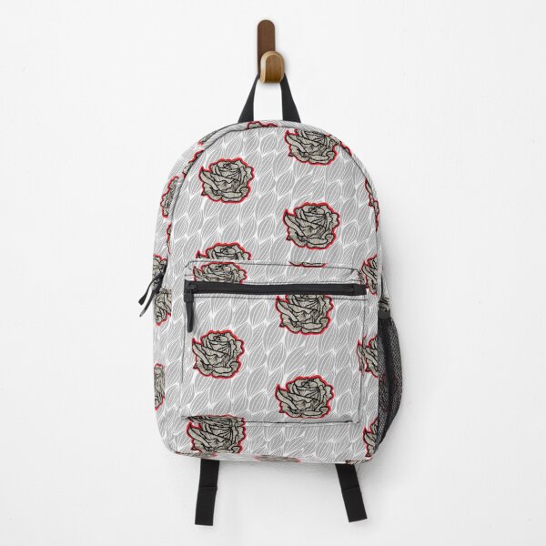 Item preview, Hand Drawn Red Roses on Grey Geometric pattern designed and sold by Harriet Linton.