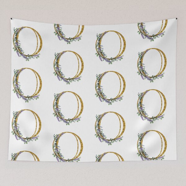 Item preview, The Alphabet | The letter “O”| romantic Eucalyptus and Lavender floral illustration | floral Monogram | gold glitter alphabet  designed and sold by hollycooper.