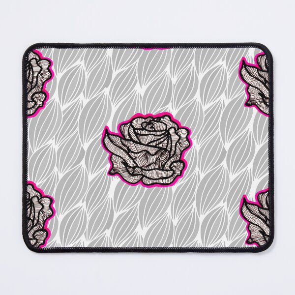Item preview, Hand Drawn Strawberry Roses on Grey Geometric pattern designed and sold by Harriet Linton.