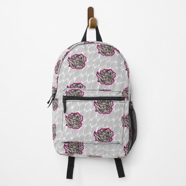 Item preview, Hand Drawn Strawberry Roses on Grey Geometric pattern designed and sold by Harriet Linton.