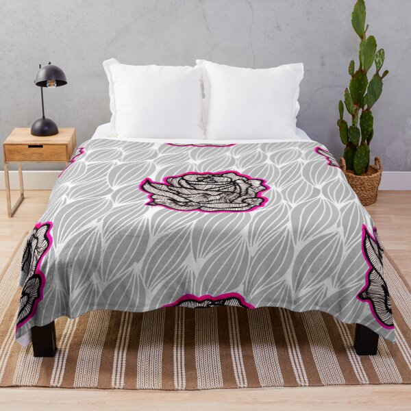 Item preview, Hand Drawn Strawberry Roses on Grey Geometric pattern designed and sold by Harriet Linton.