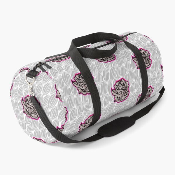 Item preview, Hand Drawn Strawberry Roses on Grey Geometric pattern designed and sold by Harriet Linton.