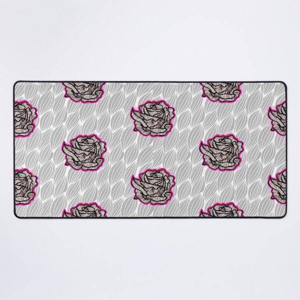 Item preview, Hand Drawn Strawberry Roses on Grey Geometric pattern designed and sold by Harriet Linton.