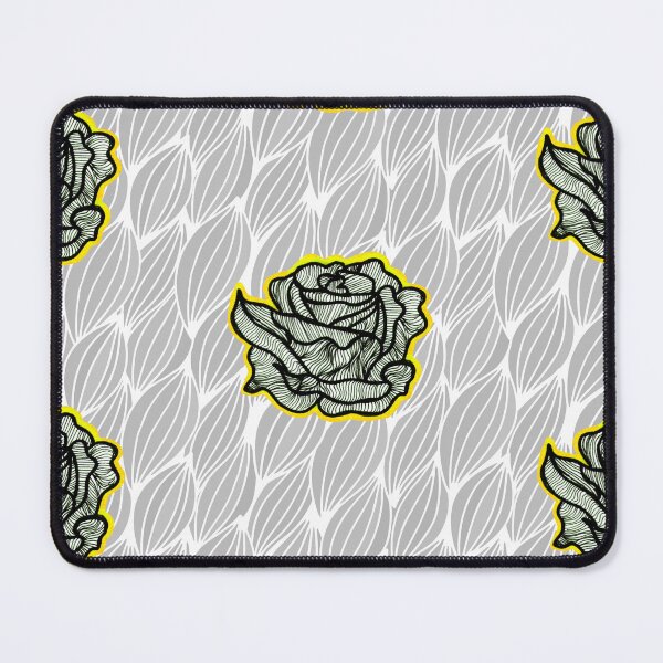 Item preview, Hand Drawn Yellow Roses on Grey Geometric pattern designed and sold by Harriet Linton.