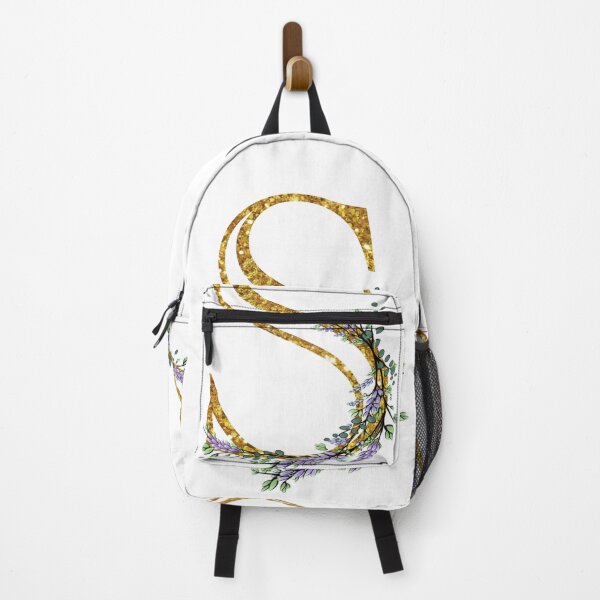 Item preview, The Alphabet | The letter “S” | romantic Eucalyptus and Lavender floral illustration | floral Monogram | gold glitter alphabet designed and sold by hollycooper.