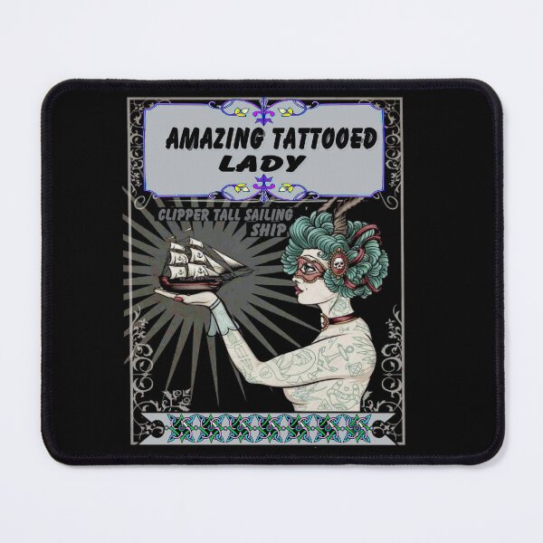 Item preview, AMAZING TATTOOED LADY : Vintage Colorful Art Advertising Print designed and sold by posterbobs.