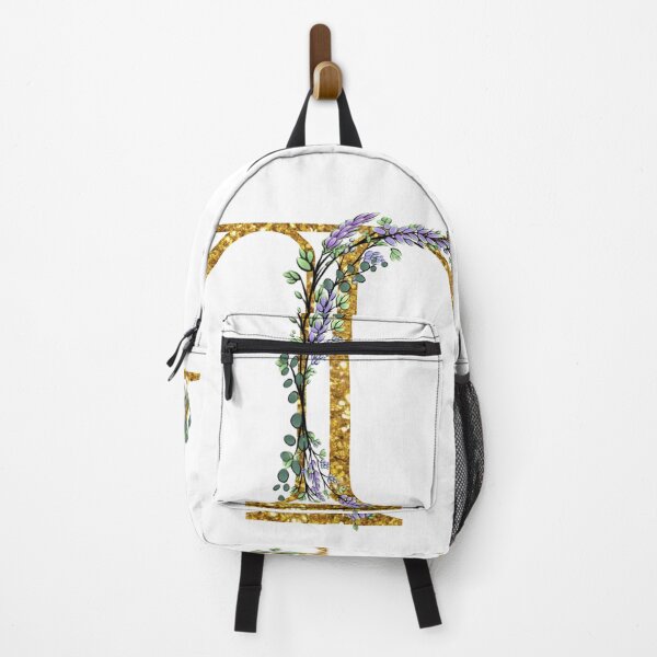 Item preview, The Alphabet | The letter “T”| romantic Eucalyptus and Lavender floral illustration | floral Monogram | gold glitter alphabet designed and sold by hollycooper.