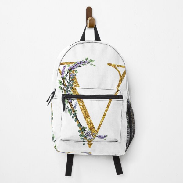 Item preview, The Alphabet | The letter “V” | romantic Eucalyptus and Lavender floral illustration | floral Monogram | gold glitter alphabet designed and sold by hollycooper.