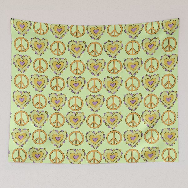 Item preview, Love and Peace...A quirky peace and love design using muted tones in a repeating pattern designed and sold by Wonder & Whimsy.
