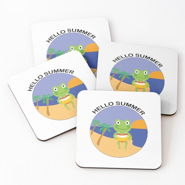 Item preview, HELLO SUMMER PLAYFUL FROG AT THE BEACH DESIGN  designed and sold by DeliveryGeorge.