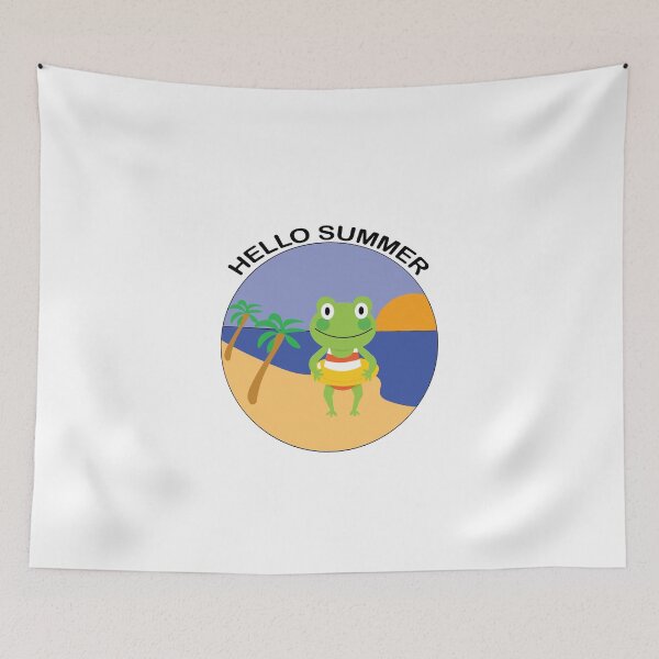 Item preview, HELLO SUMMER PLAYFUL FROG AT THE BEACH DESIGN  designed and sold by DeliveryGeorge.