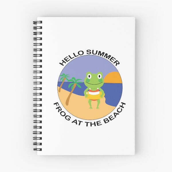 Item preview, HELLO SUMMER PLAYFUL FROG AT THE BEACH Illustration designed and sold by DeliveryGeorge.