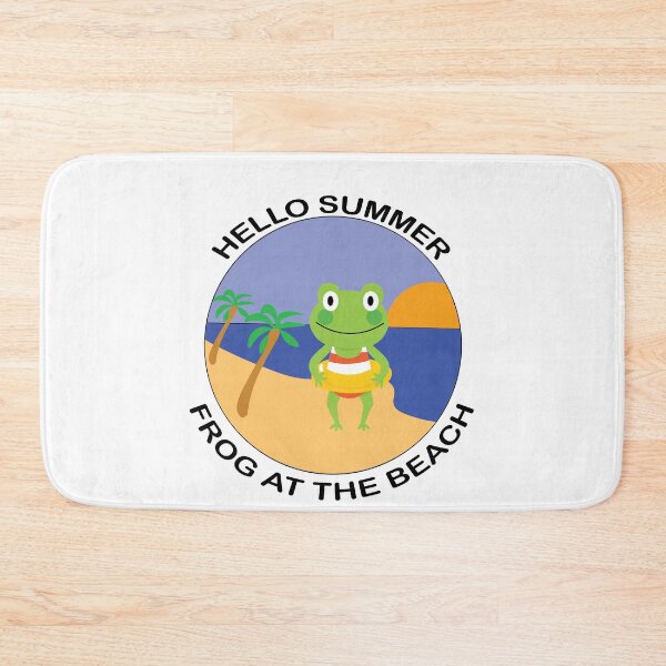 Item preview, HELLO SUMMER PLAYFUL FROG AT THE BEACH Illustration designed and sold by DeliveryGeorge.