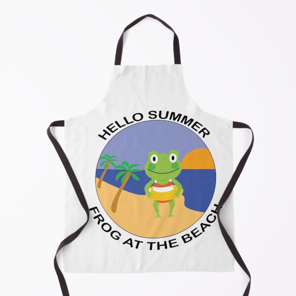 Item preview, HELLO SUMMER PLAYFUL FROG AT THE BEACH Illustration designed and sold by DeliveryGeorge.