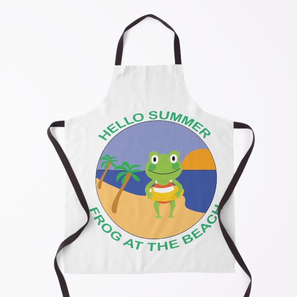 Item preview, HAPPY FROG AT THE BEACH Green Text Illustration designed and sold by DeliveryGeorge.
