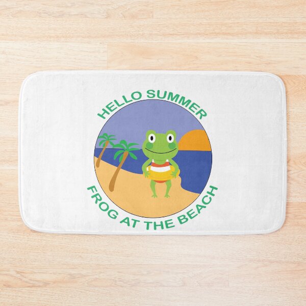 Item preview, HAPPY FROG AT THE BEACH Green Text Illustration designed and sold by DeliveryGeorge.