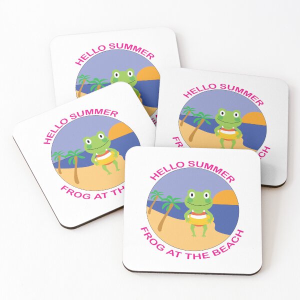 Item preview, Swimming Frog At The Beach Pink Text Illustration designed and sold by DeliveryGeorge.