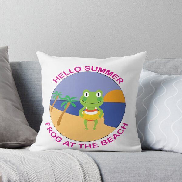 Item preview, Swimming Frog At The Beach Pink Text Illustration designed and sold by DeliveryGeorge.