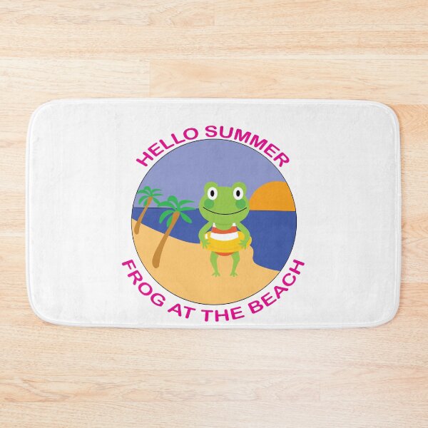 Item preview, Swimming Frog At The Beach Pink Text Illustration designed and sold by DeliveryGeorge.