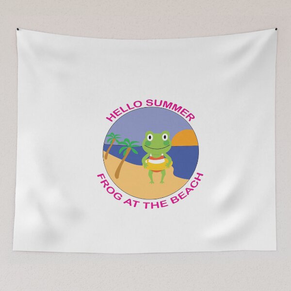 Item preview, Swimming Frog At The Beach Pink Text Illustration designed and sold by DeliveryGeorge.