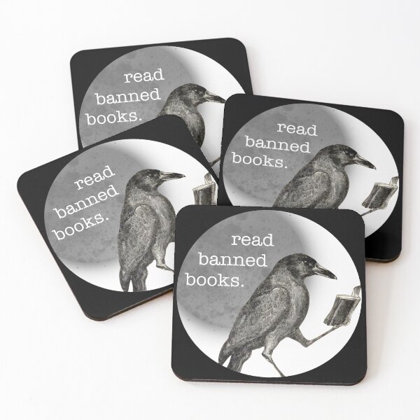 Item preview, Read Banned Books Anti Book Ban Raven With Poetry Book and Crescent Moon designed and sold by 6sensei.