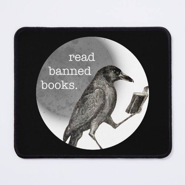 Item preview, Read Banned Books Anti Book Ban Raven With Poetry Book and Crescent Moon designed and sold by 6sensei.