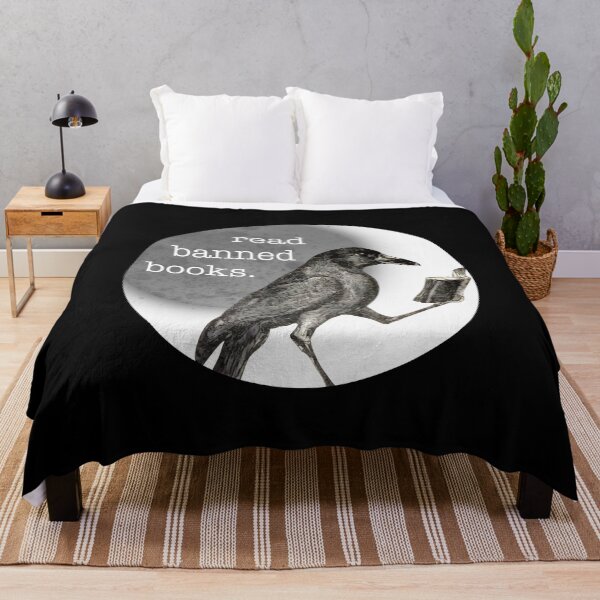 Item preview, Read Banned Books Anti Book Ban Raven With Poetry Book and Crescent Moon designed and sold by 6sensei.