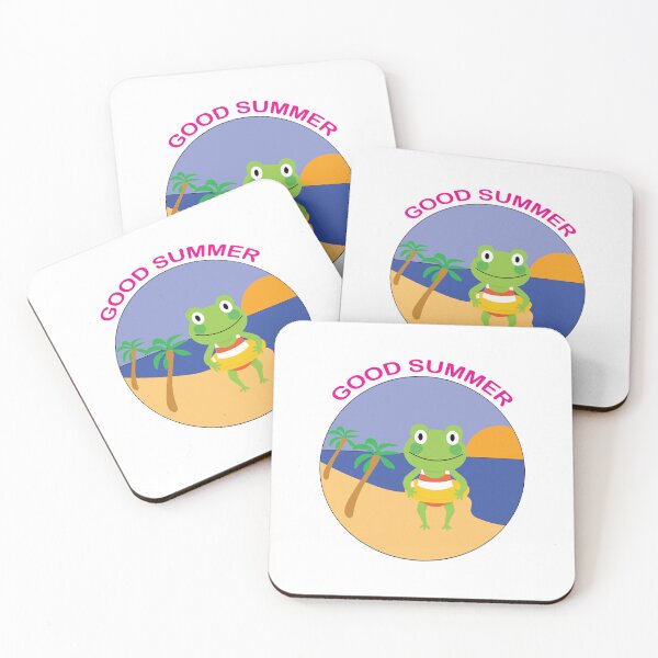 Item preview,  Frog At The Beach Good Summer Pink Text Illustration designed and sold by DeliveryGeorge.