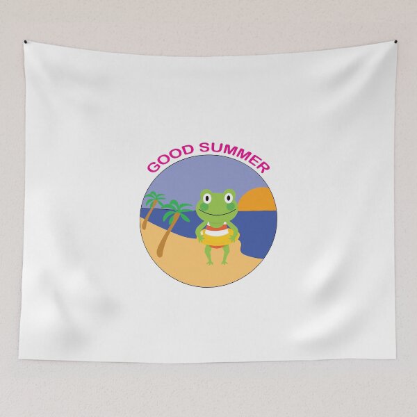Item preview,  Frog At The Beach Good Summer Pink Text Illustration designed and sold by DeliveryGeorge.