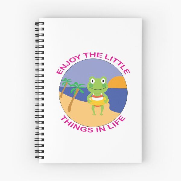 Item preview, Enjoy The Little Things Frog At The Beach Pink Text Illustration designed and sold by DeliveryGeorge.