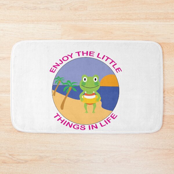 Item preview, Enjoy The Little Things Frog At The Beach Pink Text Illustration designed and sold by DeliveryGeorge.